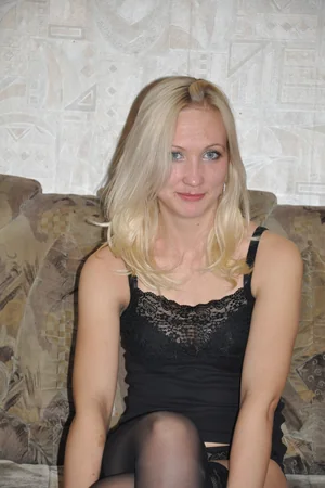 Blonde in Stockings Flashes Small Tits and Slender Figure for Camera — photo 10