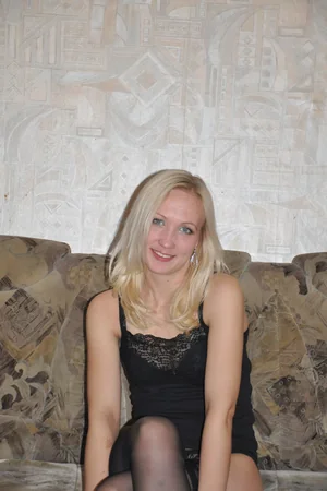 Blonde in Stockings Flashes Small Tits and Slender Figure for Camera — photo 26