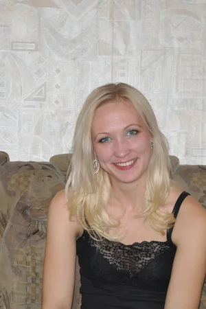 Blonde in Stockings Flashes Small Tits and Slender Figure for Camera — photo 3