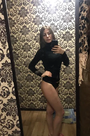 Skinny Student Tries On Erotic Outfits Before Mirror — photo 13