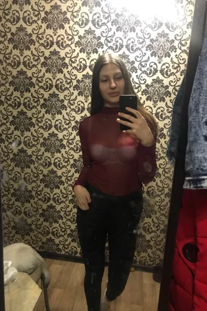 Skinny Student Tries On Erotic Outfits Before Mirror — photo 18
