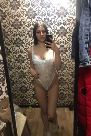 Skinny Student Tries On Erotic Outfits Before Mirror — photo 9
