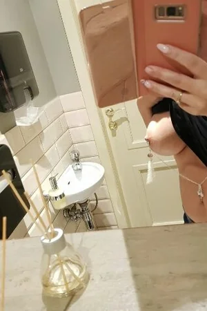 Brunette With Juicy Tits Strips Before Mirror After Shower — photo 3