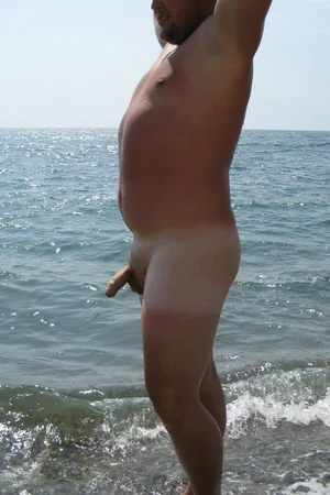 Nudist Couple Flashes Hard Dick and Saggy Tits on Beach — photo 104