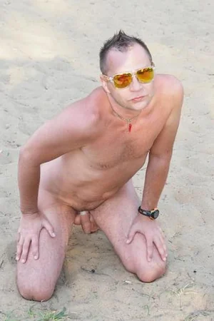 Nudist Couple Flashes Hard Dick and Saggy Tits on Beach — photo 41
