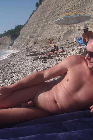 Nudist Couple Flashes Hard Dick and Saggy Tits on Beach — photo 51