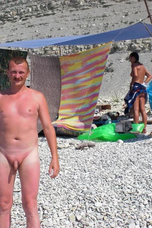 Nudist Couple Flashes Hard Dick and Saggy Tits on Beach — photo 52