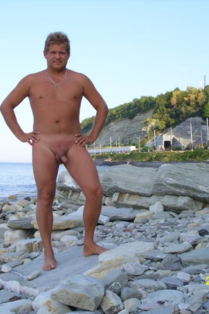 Nudist Couple Flashes Hard Dick and Saggy Tits on Beach — photo 54
