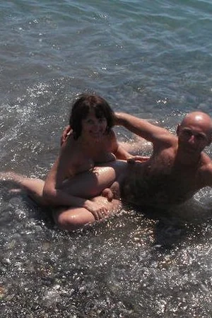 Nudist Couple Flashes Hard Dick and Saggy Tits on Beach — photo 85
