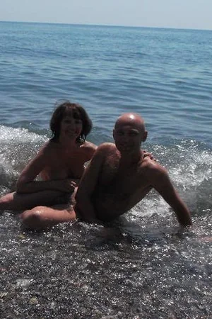 Nudist Couple Flashes Hard Dick and Saggy Tits on Beach — photo 86