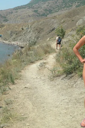 Nudist Couple Flashes Hard Dick and Saggy Tits on Beach — photo 95