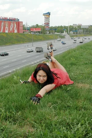 Exhibitionist Lena Nude on Highway — photo 7