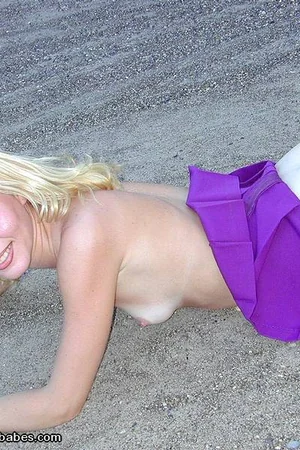 Cute Blonde Flashes Skirt — photo 37