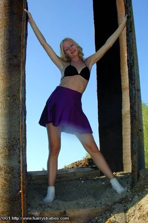 Cute Blonde Flashes Skirt — photo 63