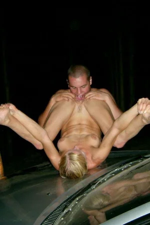 Long-Legged MILF Fucks On Car Hood At Night — photo 2