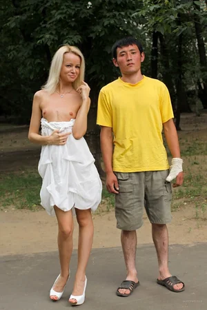 Skinny Blonde Flashes Pussy Outdoors — photo 39