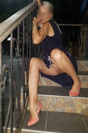 Blonde Walks at Night Without Panties